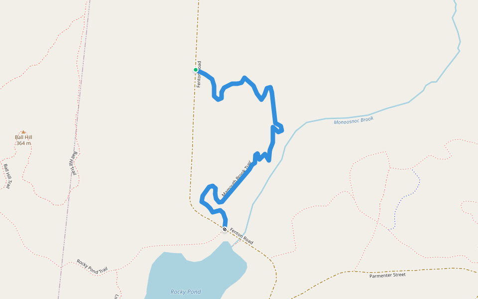 Mamouth Brook Trail walking route map in Fitchburg