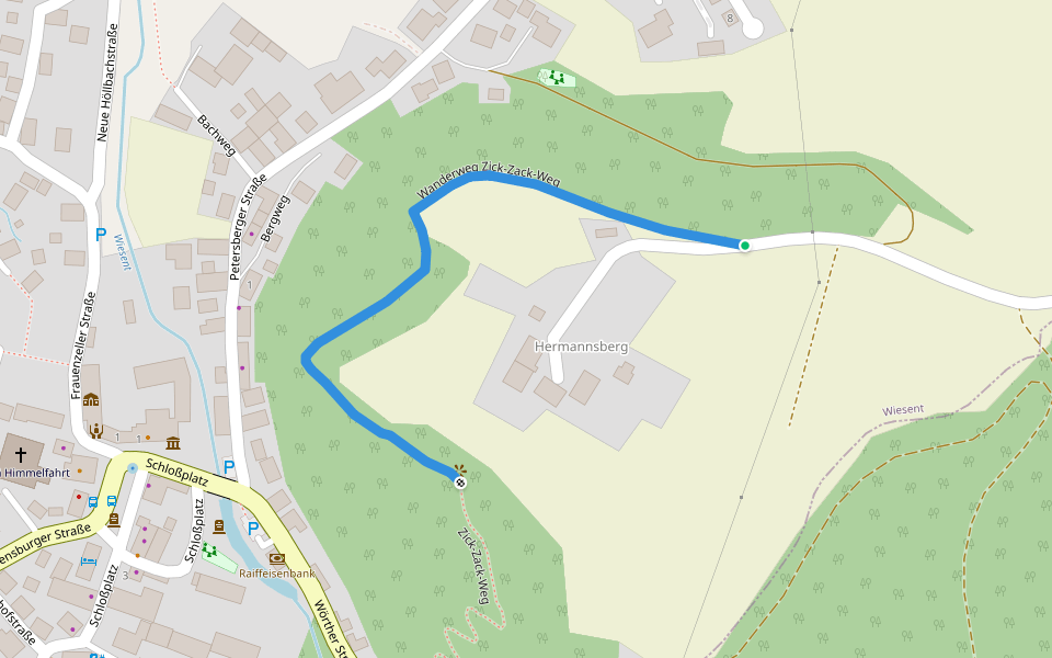 Wanderweg Zick-Zack-Weg walking route map in Wiesent