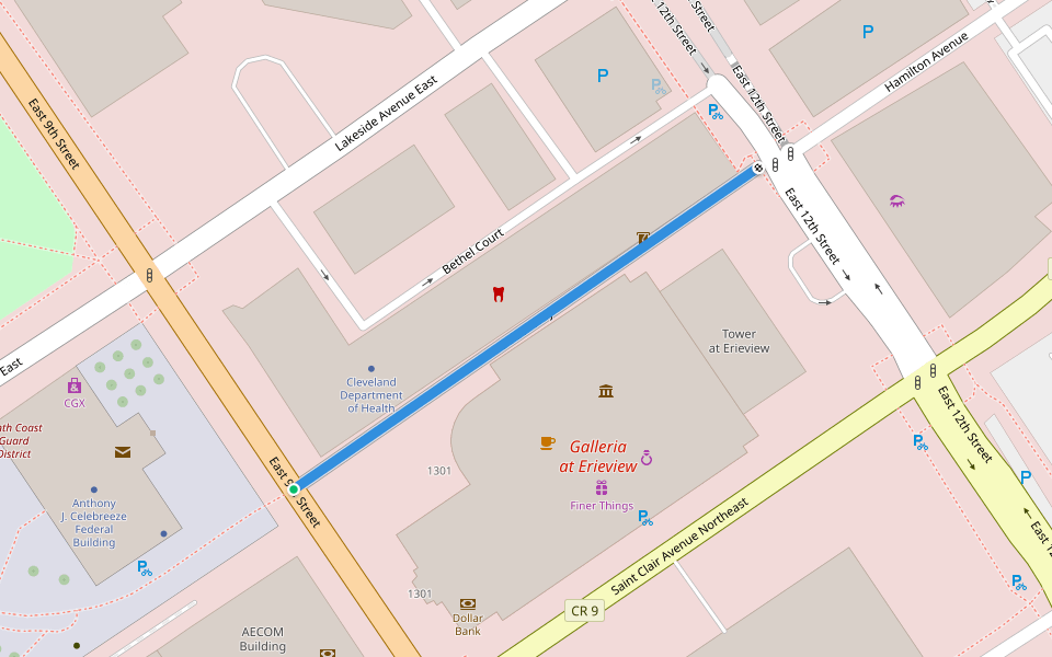 Selzer Way walking route map in Cleveland