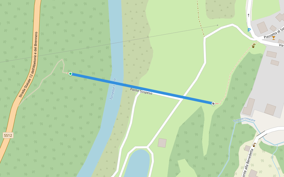 Ponte Sospeso walking route map in Mammiano Basso