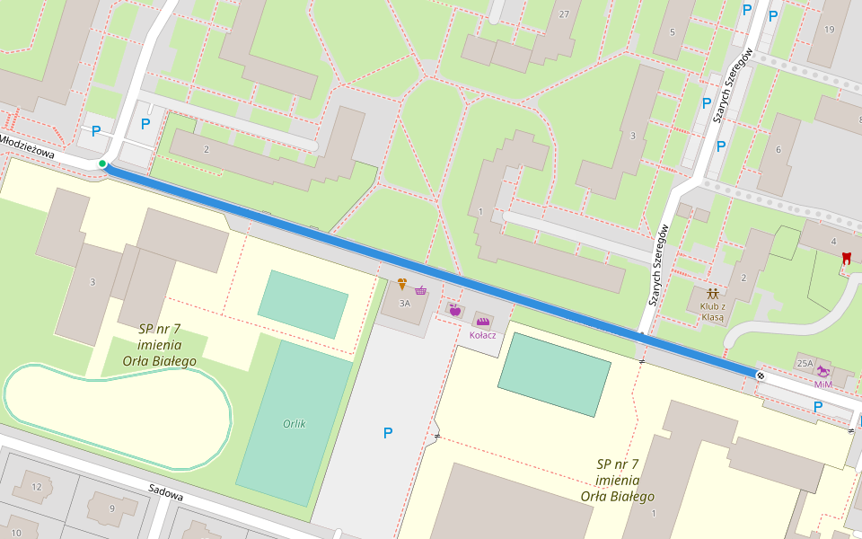 Młodzieżowa walking route map in Nowy Dwór Mazowiecki