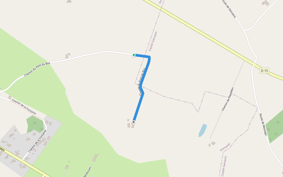 Chemin du Pont du Bos walking route map in Pomarez