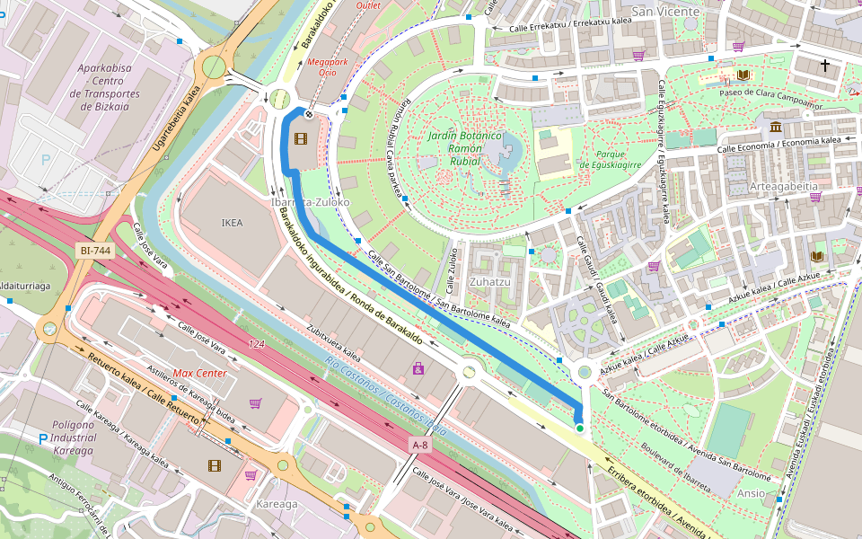 Paseo de Ansio walking route map in Barakaldo