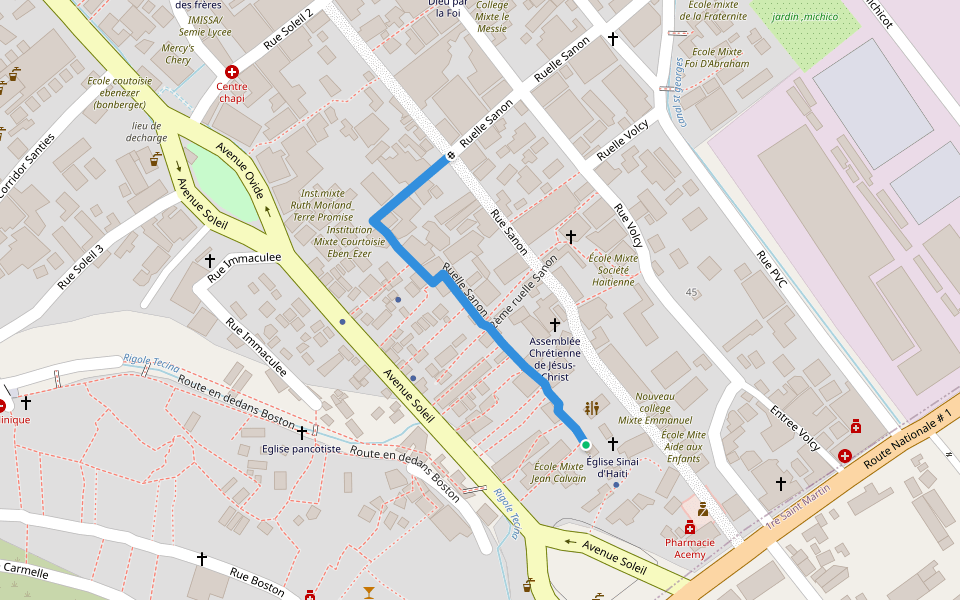 Ruelle Sanon walking route map in Port-au-Prince