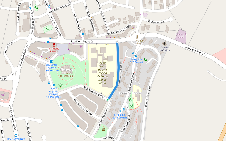 Travessa da Escola walking route map in Santa Iria de Azoia