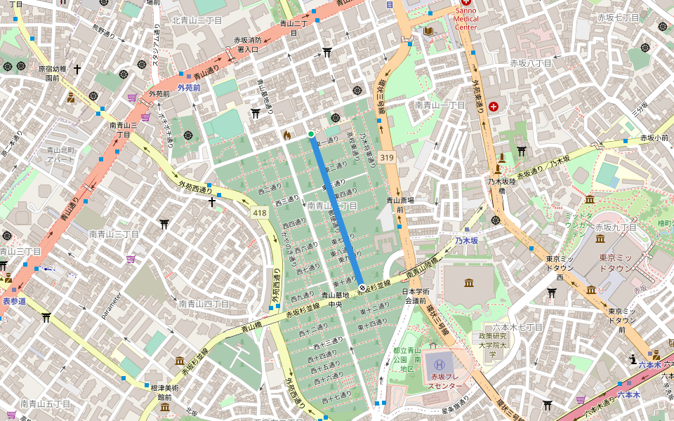郵便通り walking route map in 新宿区
