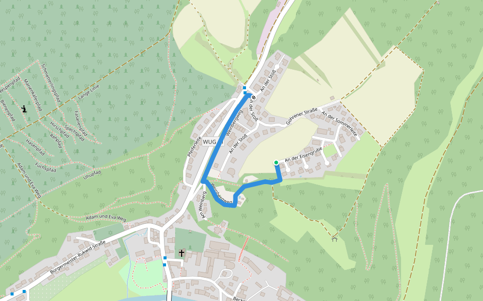Weinbergweg walking route map in Pappenheim