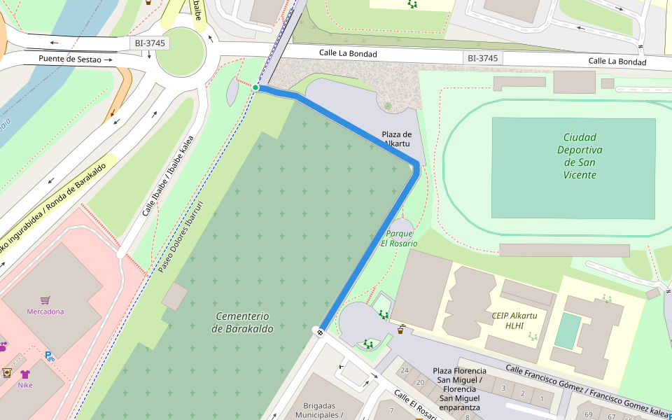 Calle Don Tello walking route map in Barakaldo
