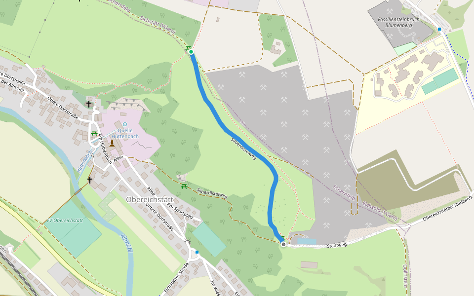 Silberdistelweg walking route map in Schernfeld