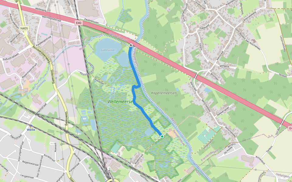 Wellemeersweg walking route map in Denderleeuw
