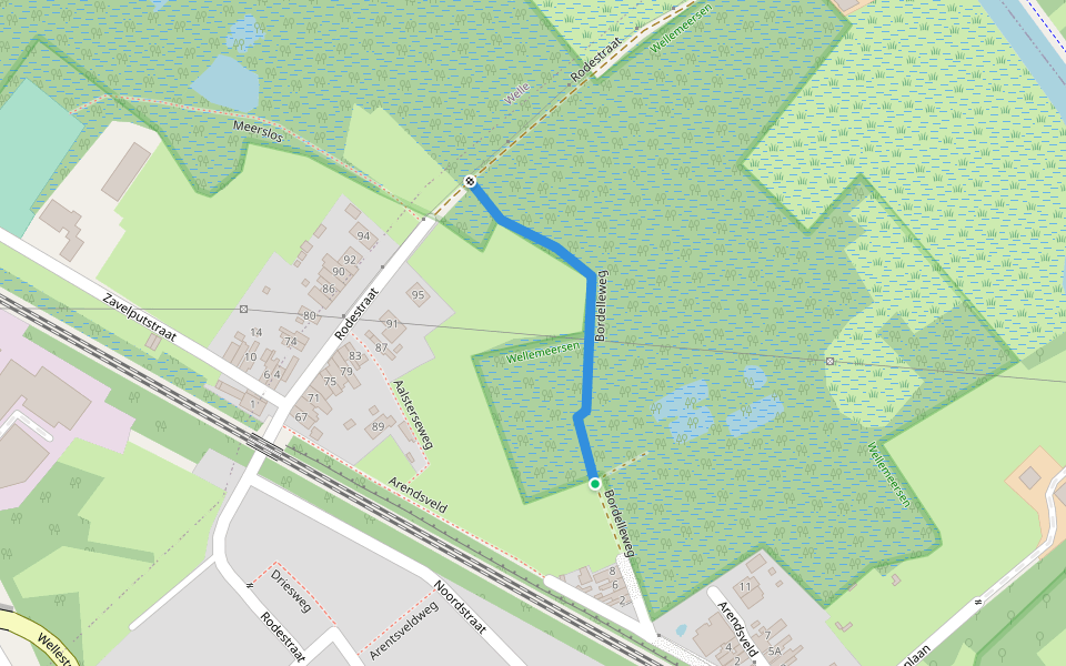 Bordelleweg walking route map in Denderleeuw