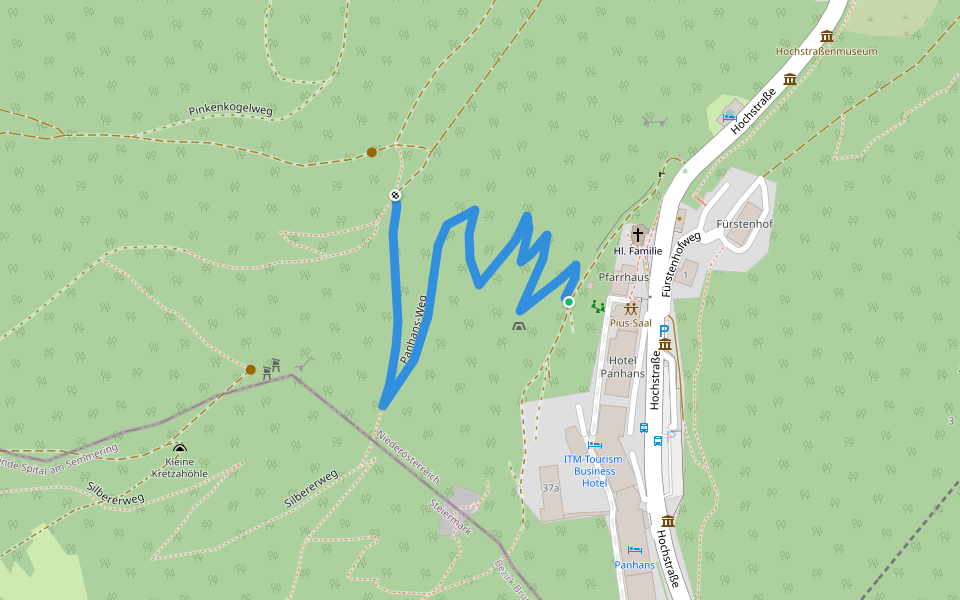 Panhans-Weg walking route map in Semmering-Kurort