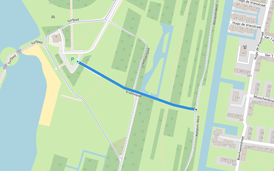 Krabbepad walking route map in Vlaardingen