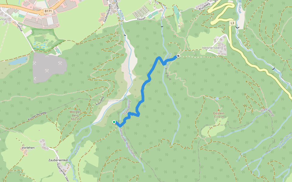 Zaubersteig walking route map in Wörgl