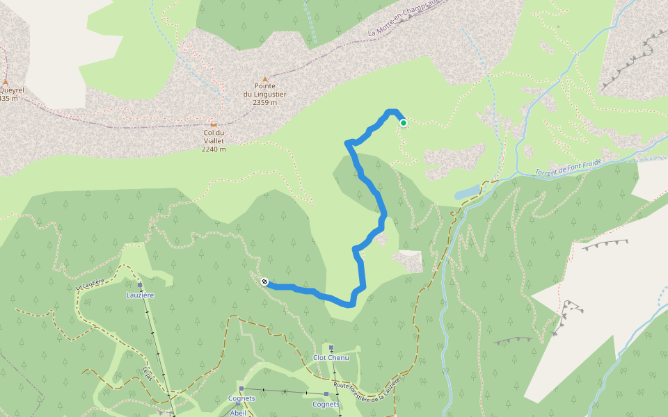 Chemin du Chevallet walking route map in Saint-Michel-de-Chaillol