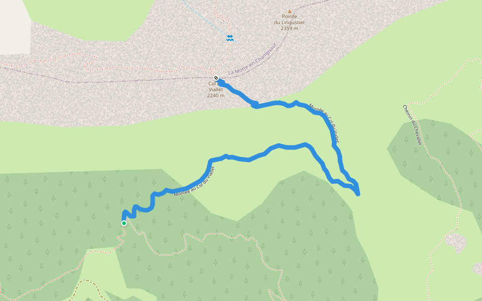 Montée au Col du Viallet walking route map in Saint-Michel-de-Chaillol