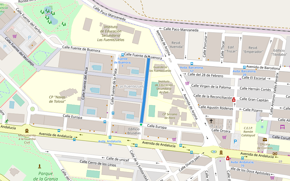 Calle Fuente de la Zarza walking route map in Jaén