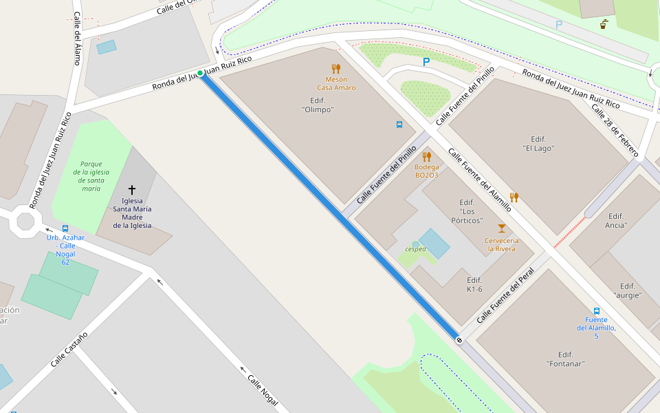 Calle Fuente de la Mimbre walking route map in Jaén