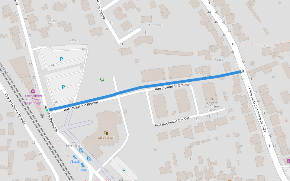 Rue Jacqueline Bernier walking route map in Saint-Sébastien-sur-Loire