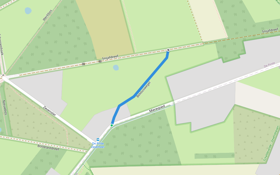 Bekboswegel walking route map in De Pinte