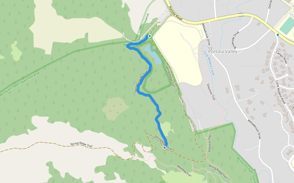 Betsy Crowder Trail walking route map in Portola Valley