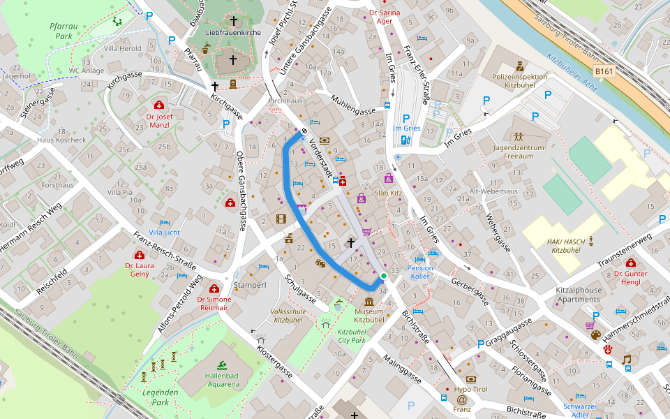 Hinterstadt walking route map in Kitzbühel