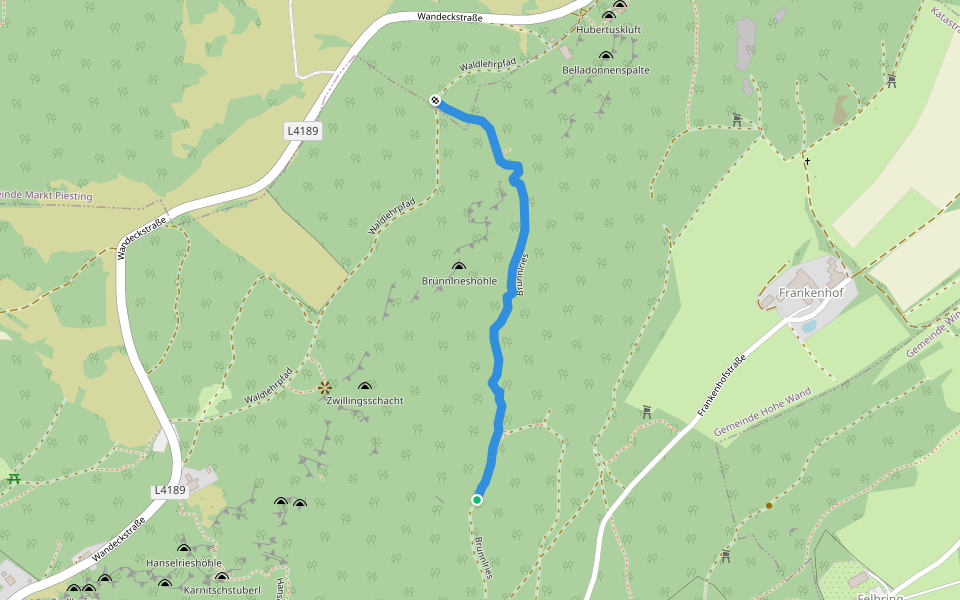 Brünnlries walking route map in Frankenhof