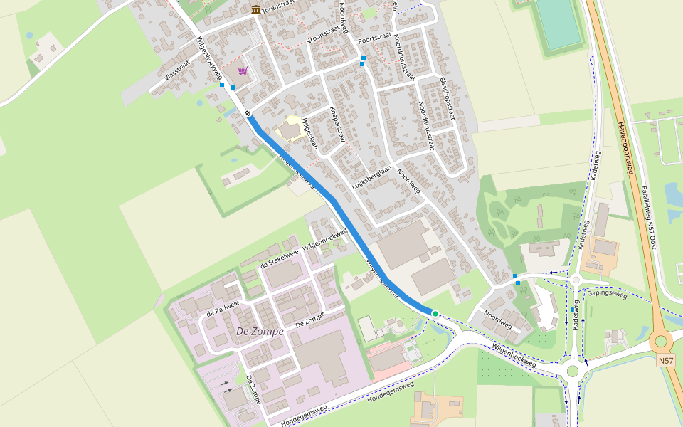 Wilgenhoekweg walking route map in Serooskerke