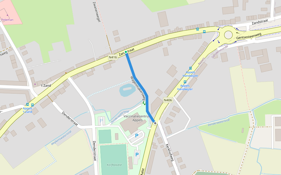 Wagenmakersweg walking route map in Dendermonde