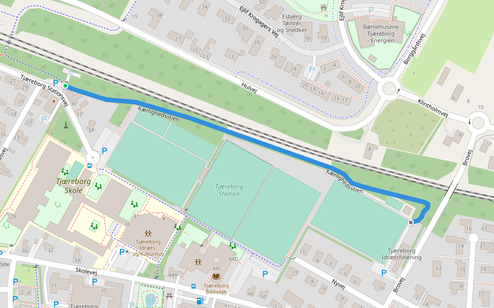 Kærlighedsstien walking route map in Tjæreborg