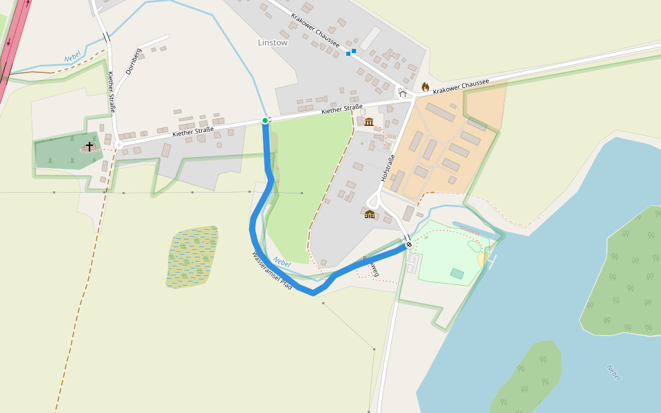 Wasseramsel Pfad walking route map in Dobbin-Linstow