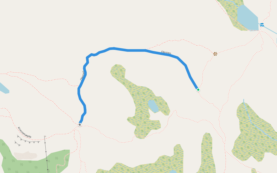 Olestien walking route map in Beitostølen