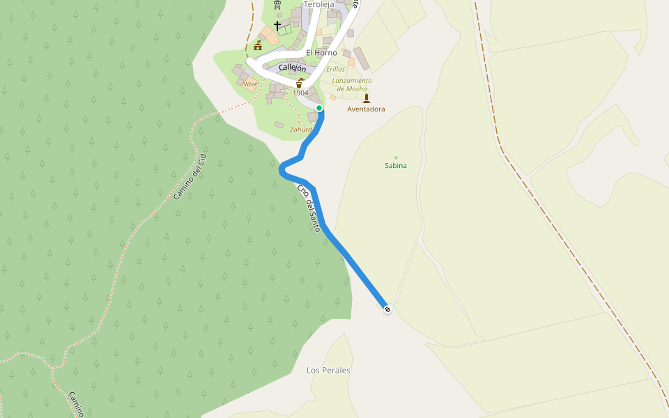 Cno. del Santo walking route map in Teroleja