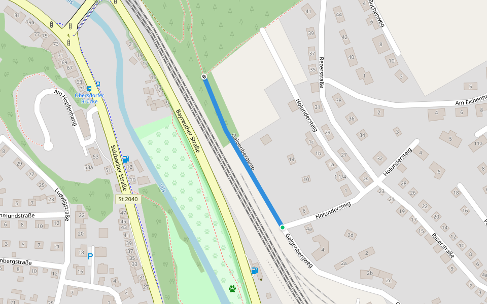 Galgenbergweg walking route map in Amberg