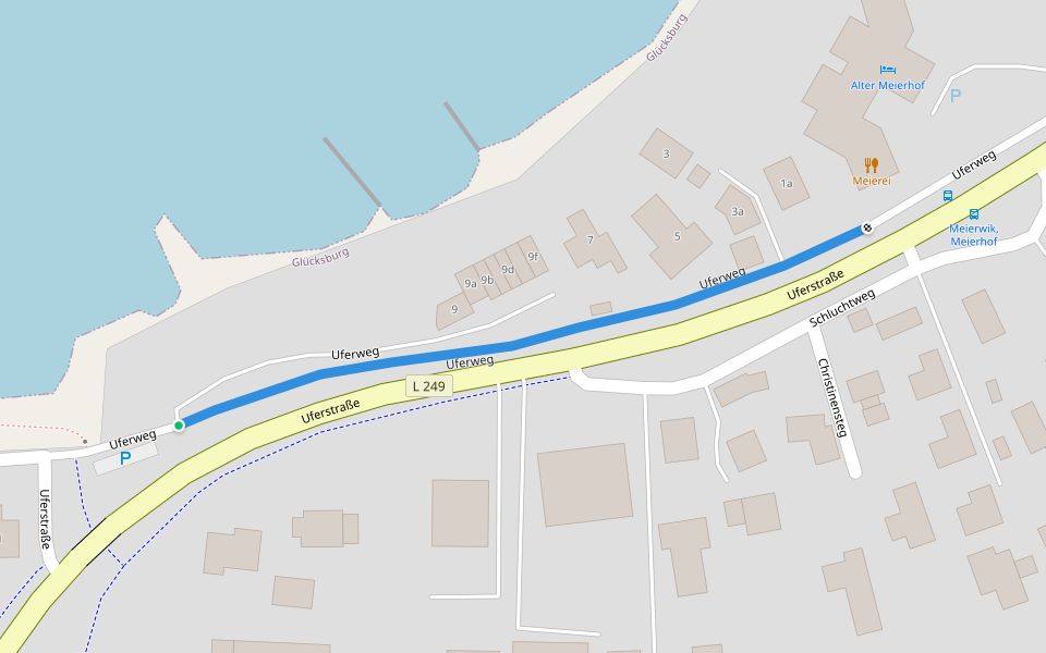 Uferweg walking route map in Glücksburg (Ostsee)