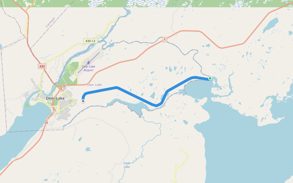 T'railway walking route map in Deer Lake