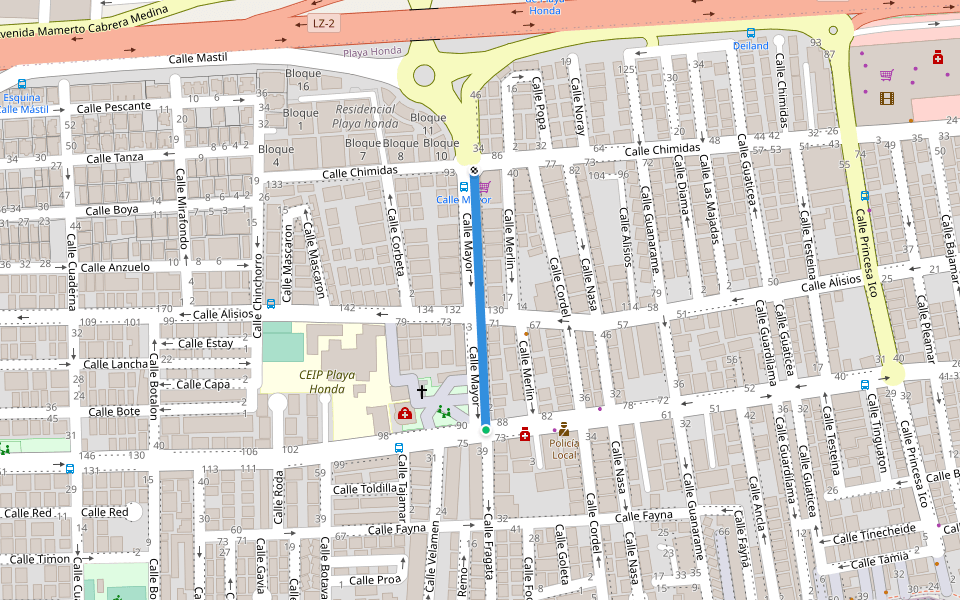 Calle Mayor walking route map in Playa Honda