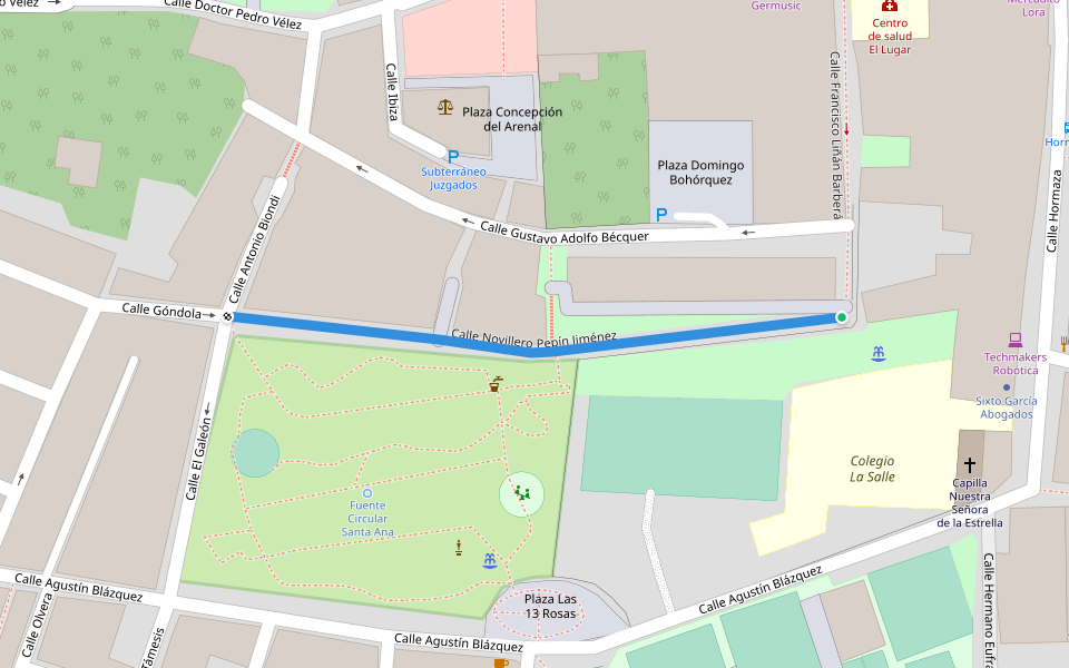Calle Novillero Pepín Jiménez walking route map in Chiclana de la Frontera