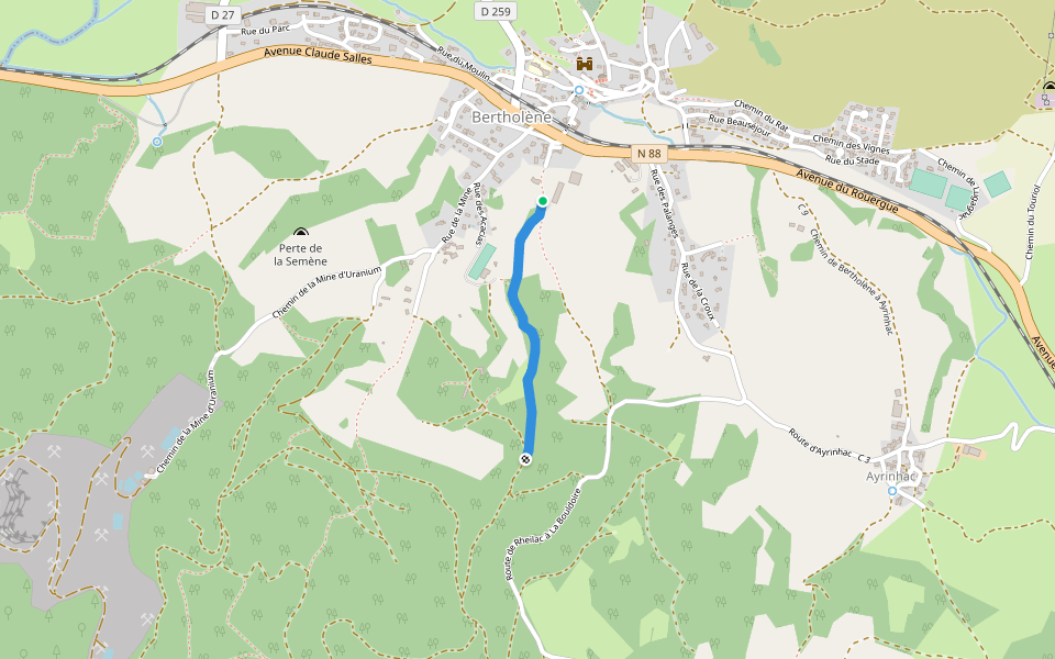 Chemin Rural walking route map in Bertholène