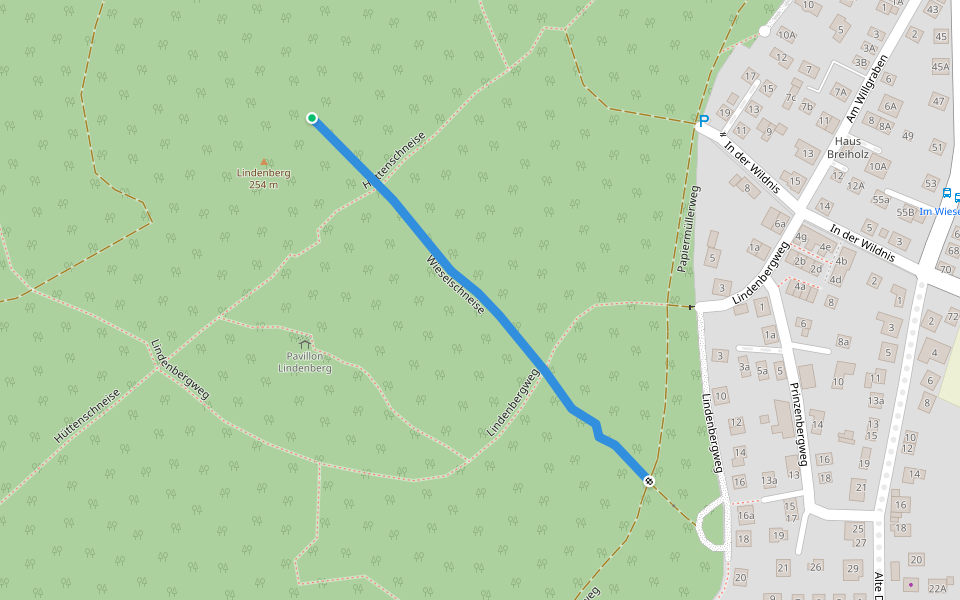 Wieselschneise walking route map in Mühltal