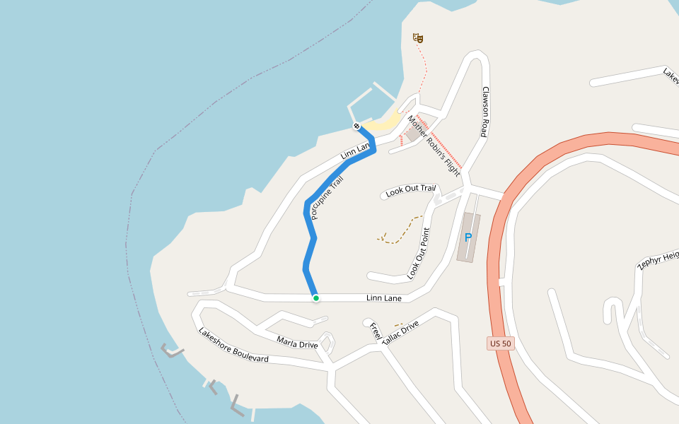 Porcupine Trail walking route map in Zephyr Cove