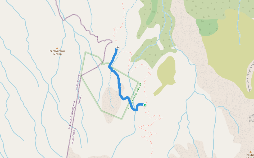 Ketetahi Hot Springs private track walking route map in Ōwhango
