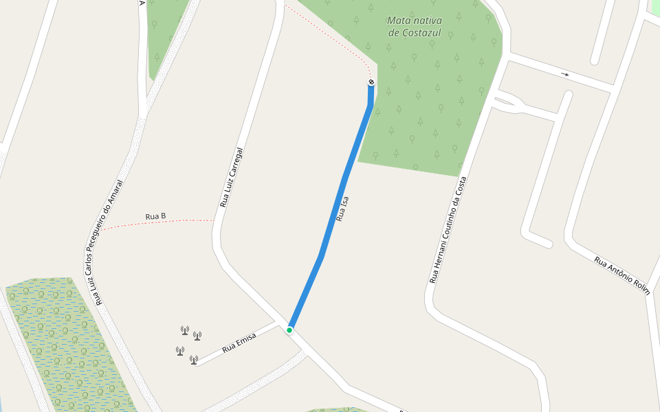 Rua Isa walking route map in Rio das Ostras