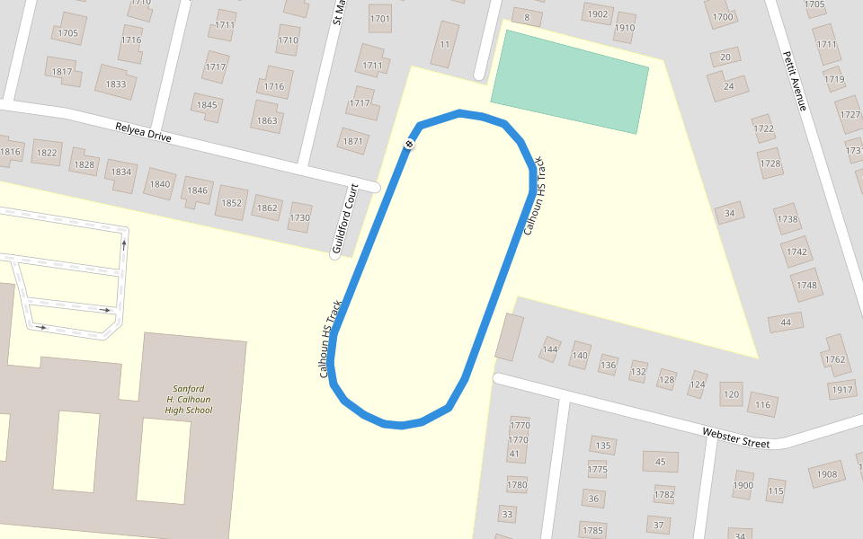 Calhoun HS Track walking route map in Merrick