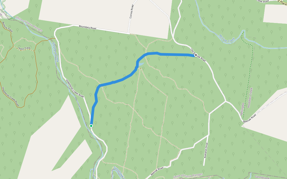 Monkhouse Track walking route map in Yellingbo