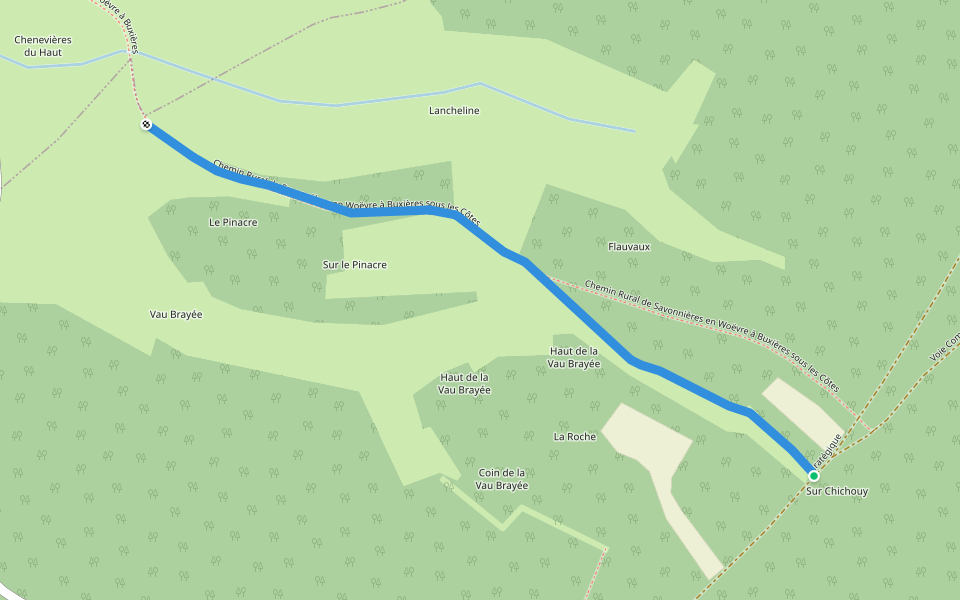 Chemin Rural de Savonnières en Woëvre à Buxières sous les Côtes walking route map in Buxières-sous-les-Côtes