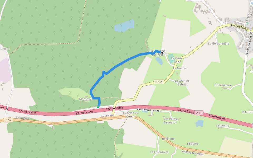 La Fontaine aux Fées walking route map in La Brûlatte
