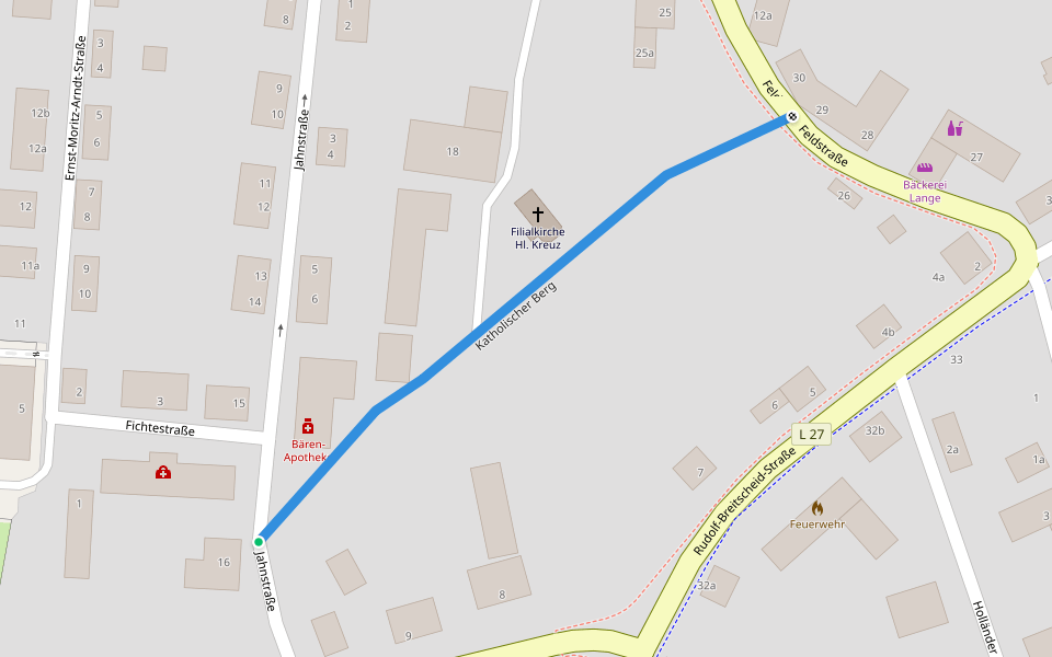 Katholischer Berg walking route map in Altentreptow