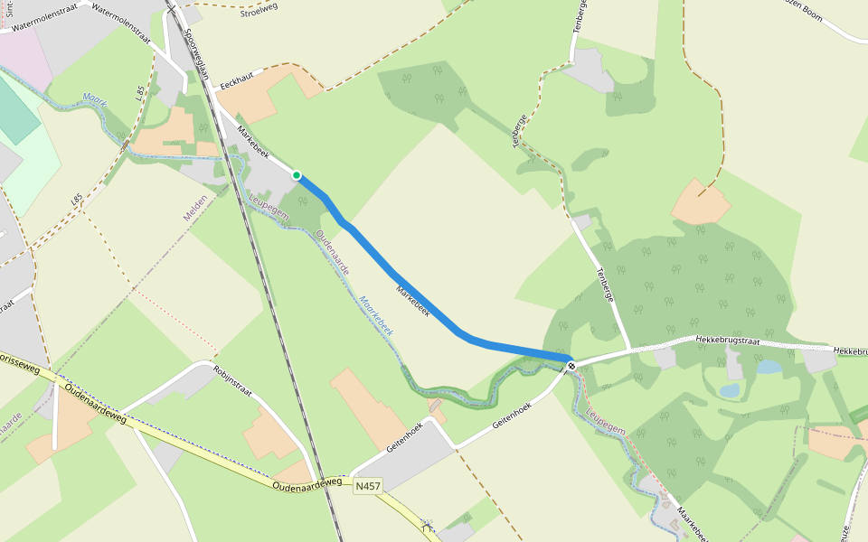 Markebeek walking route map in Oudenaarde