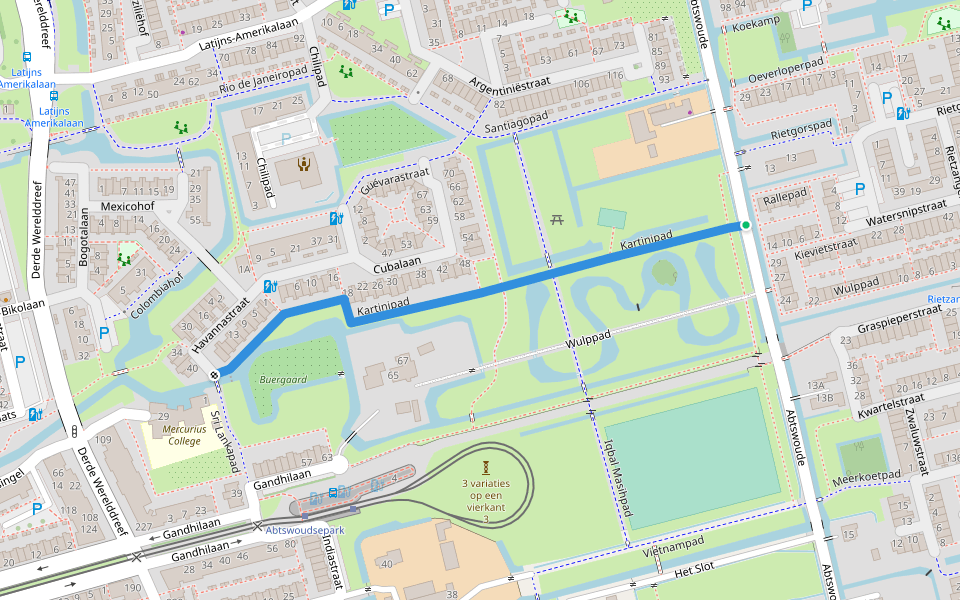 Kartinipad walking route map in Delft